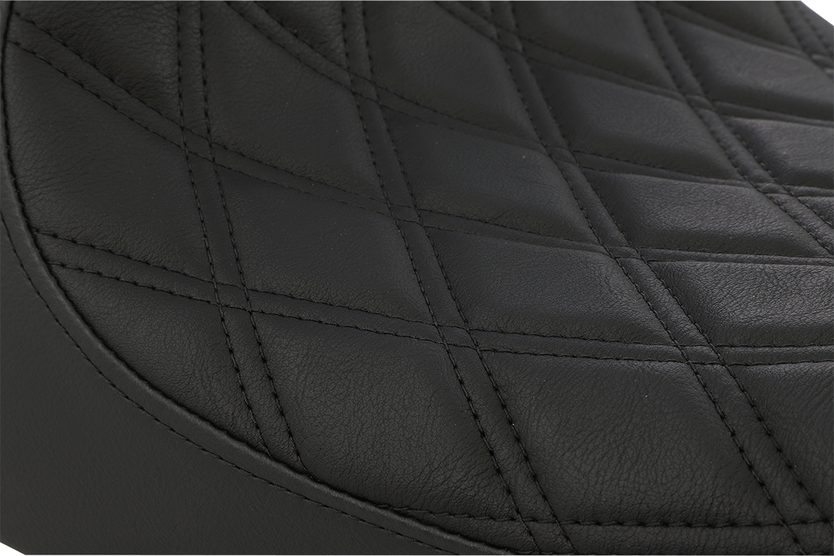Drag specialties seats 3/4 Solo Seat - Double Diamond - Black w/ Black Stitching - XL '04-'22 Harley Davidson