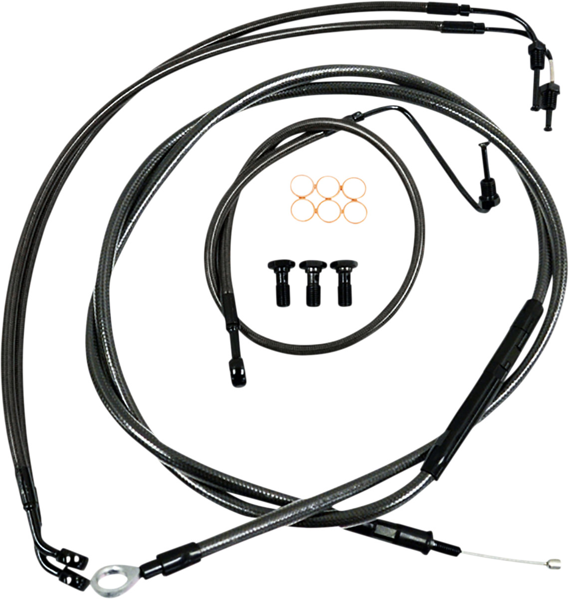 La choppers Standard Midnight Braided Handlebar Cable/Brake Line Kit - 15"-17" Ape Hangers - '18-'22 FX Harley Davidson