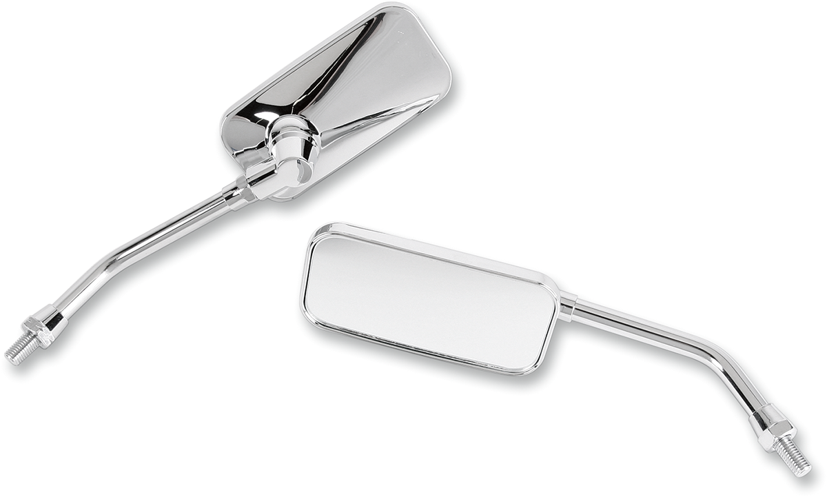 Emgo Mirrors - El Chico - Side View - Rectangle - Chrome - M10x1.25 (Left Hand Thread) - Pair
