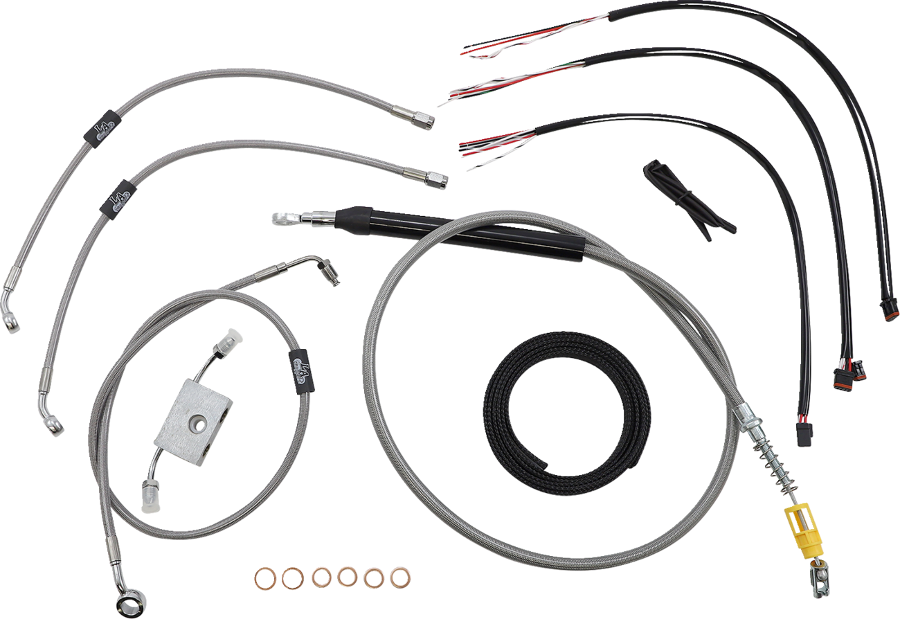 LA CHOPPERS Complete Stainless Braided Handlebar Cable/Brake Line Kit — Cable Kit