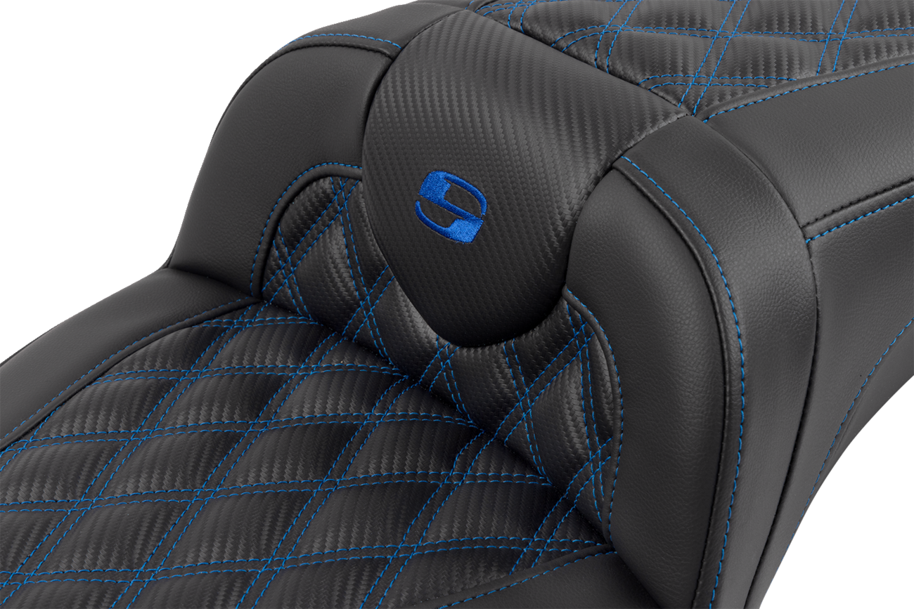 Saddlemen Roadsofa Extended Reach Seat Backrest Blue Stitch FLHX FLTR 23-24