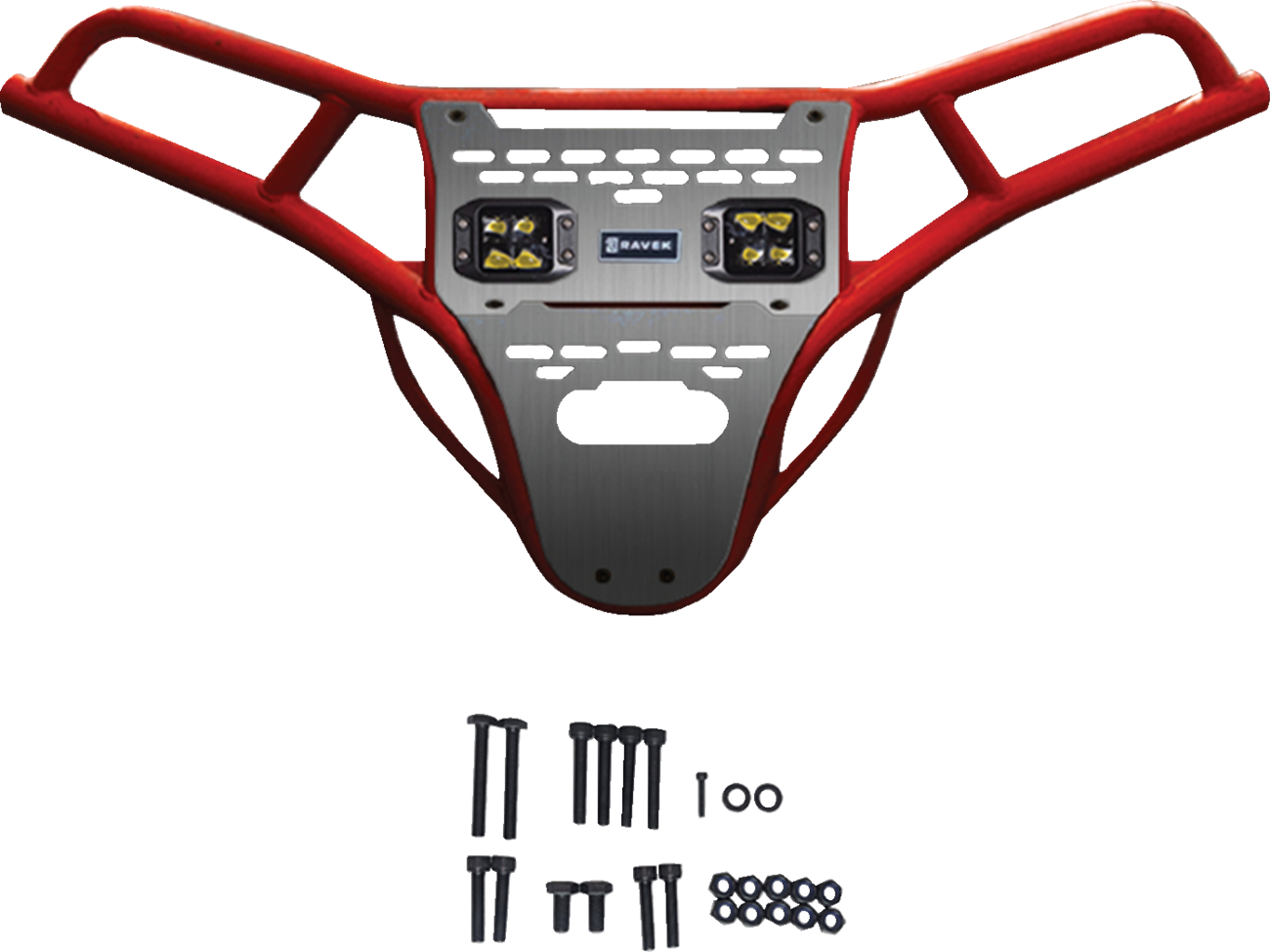 Ravek Front Bumper/Skid Plate with Amber Lights - Red - RZR XP 1000 2024-2025 Polaris RZR XP 1000 Premium / 2024-2025 Polaris RZR XP 1000 Sport / 2024-2025 Polaris RZR XP 1000 Ultimate