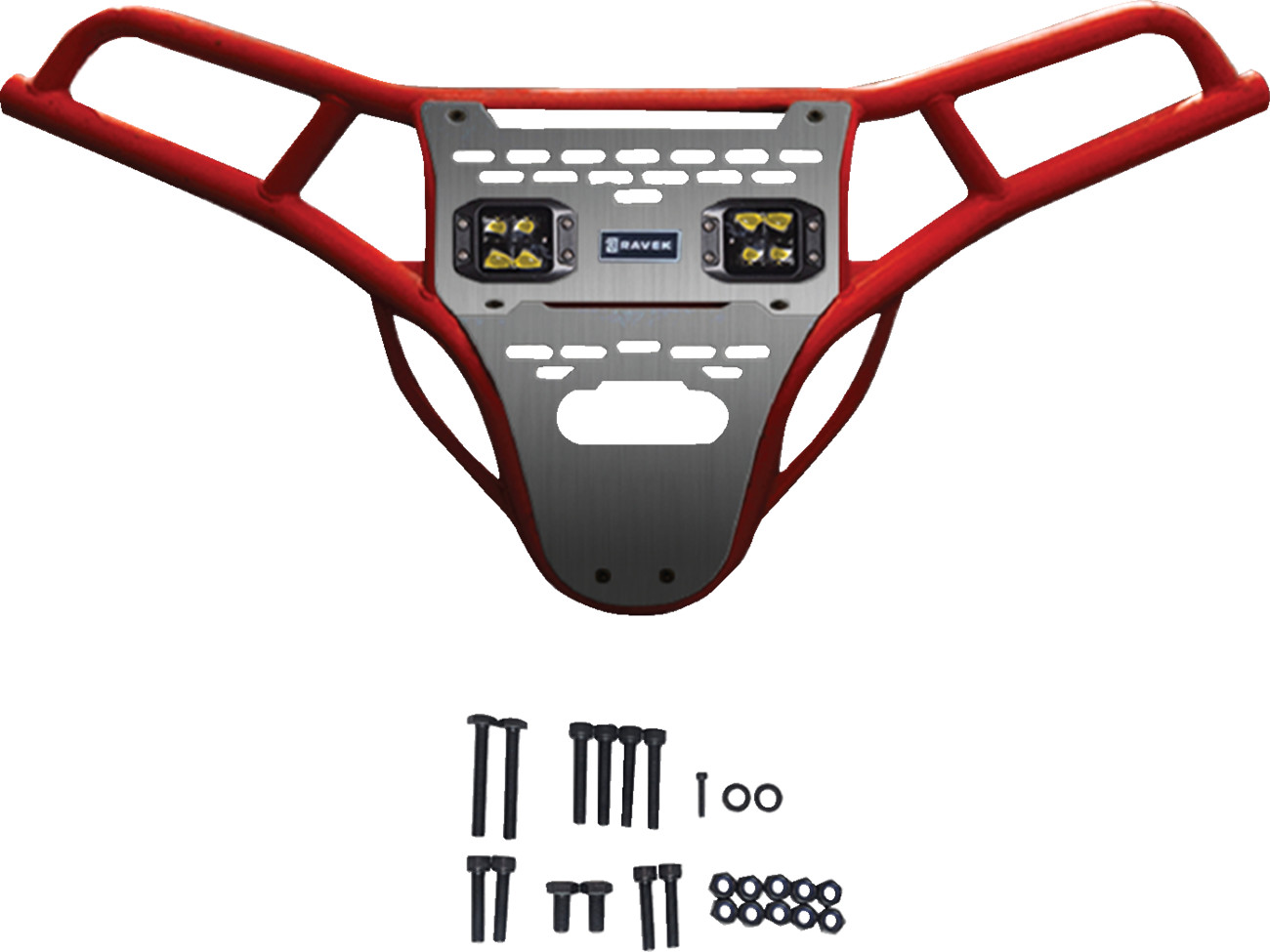 Ravek Front Bumper/Skid Plate with Amber Lights - Red - RZR XP 1000 2024-2025 Polaris RZR XP 1000 Premium / 2024-2025 Polaris RZR XP 1000 Sport / 2024-2025 Polaris RZR XP 1000 Ultimate
