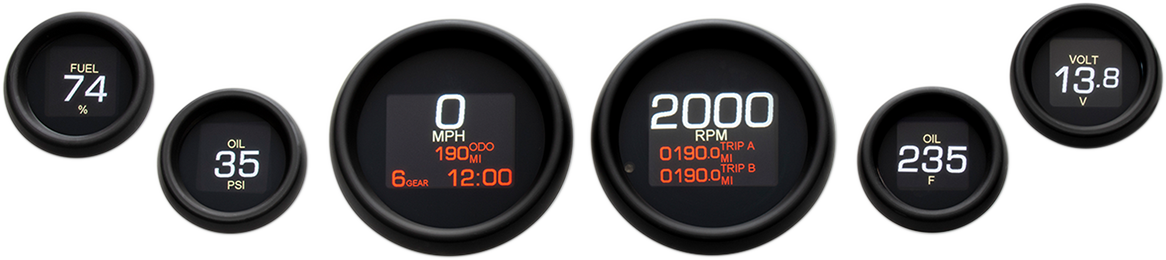 Dakota Digital MLX 8600 Series 6 Gauge Set For Harley 2004-2013
