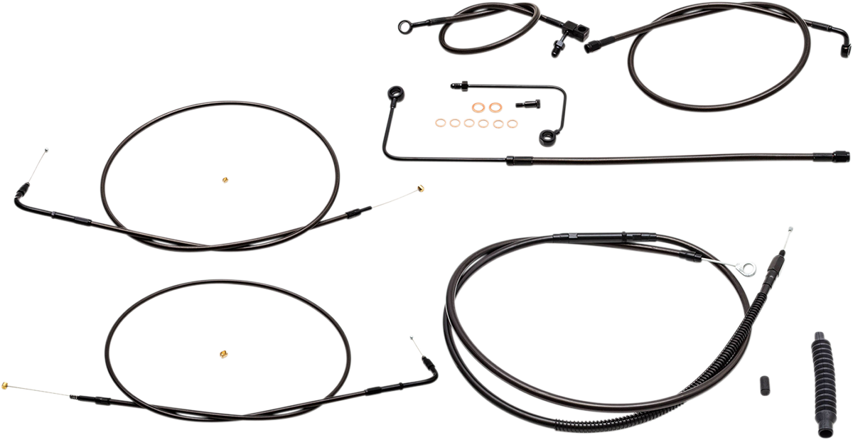 LA CHOPPERS Standard Midnight Braided Handlebar Cable/Brake Line Kit — Ape Hanger