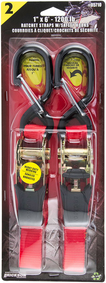 1" X 6' Soft-Grip Ratchet Strap 2-Pack