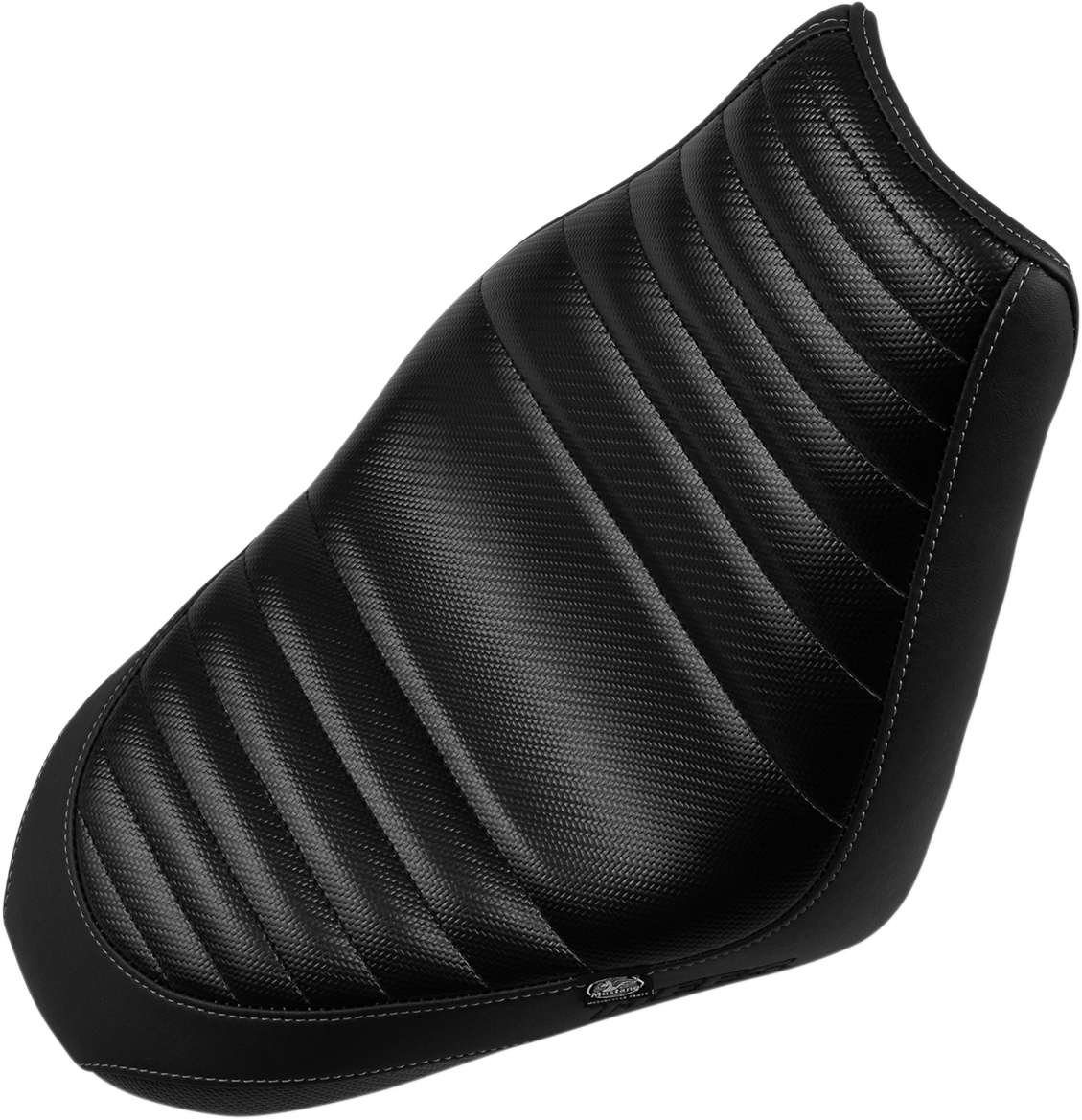 Mustang Black Tuck n Roll Carbon Fiber Motorcycle Solo Seat 15-19 Indian Scout