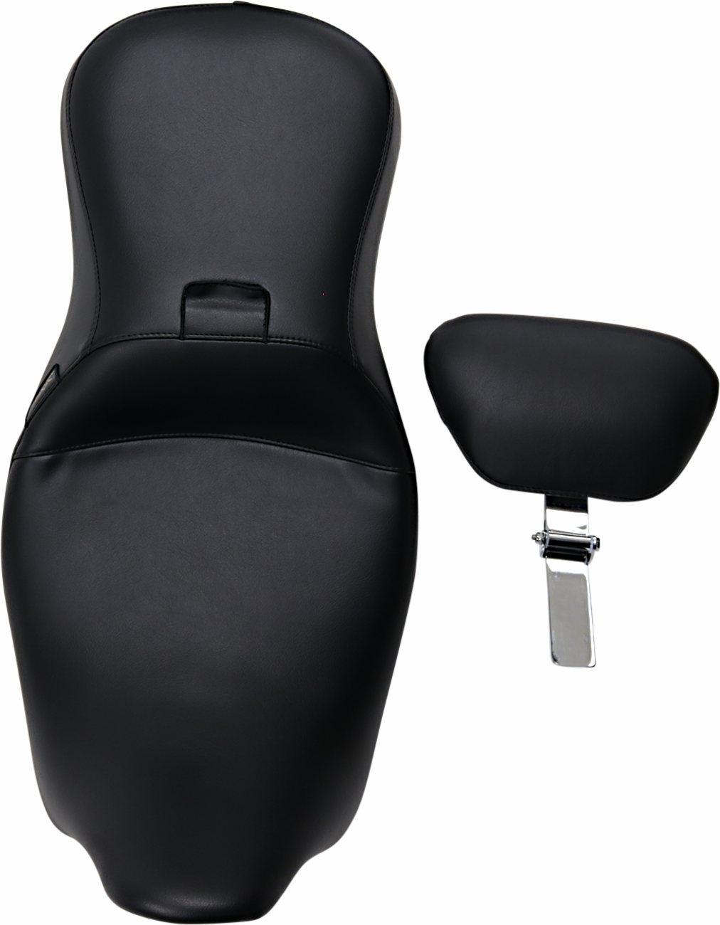 Le pera Outcast Seat - 2-Up - With Backrest - Smooth - Black - FL '08-'23 Harley Davidson