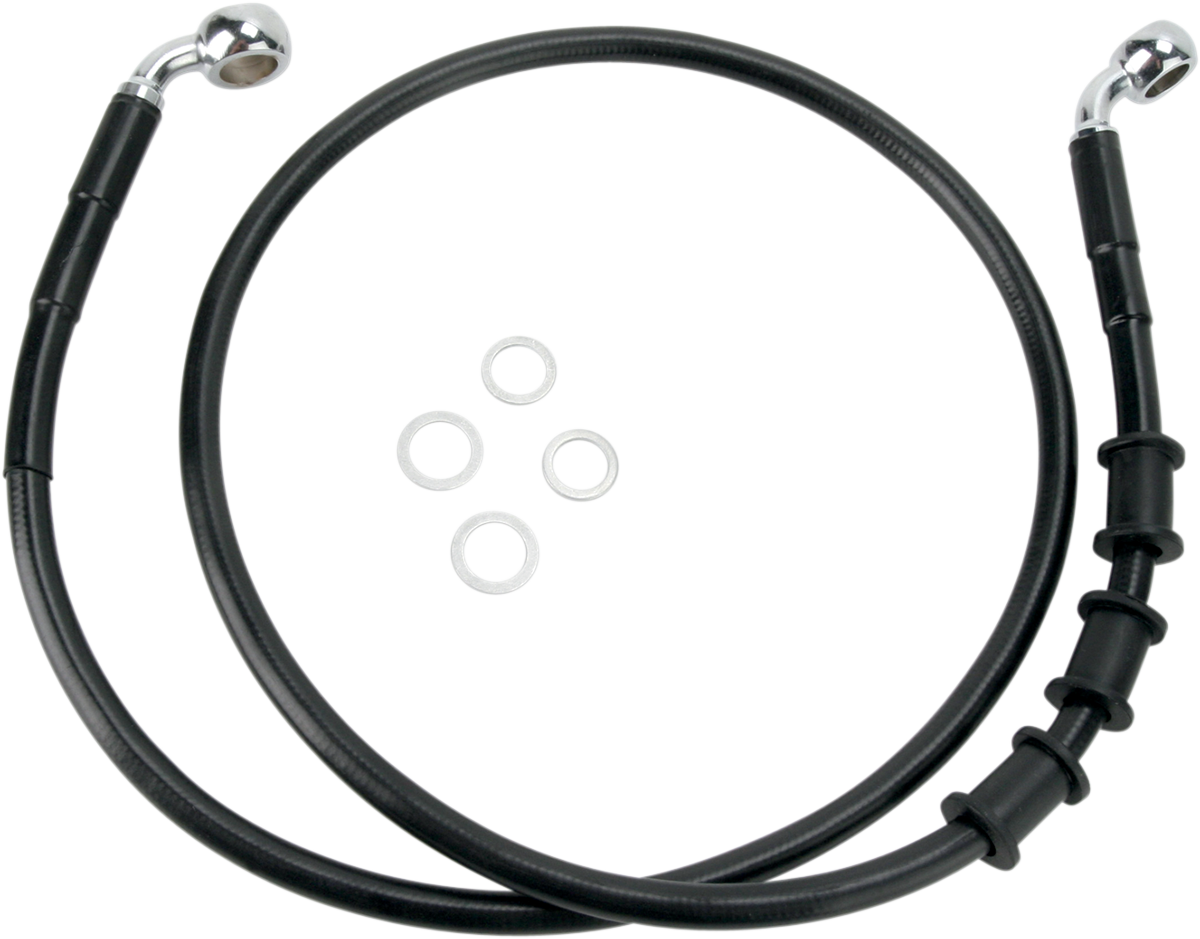 Drag specialties Brake Line - Front - Black - +10" Harley Davidson