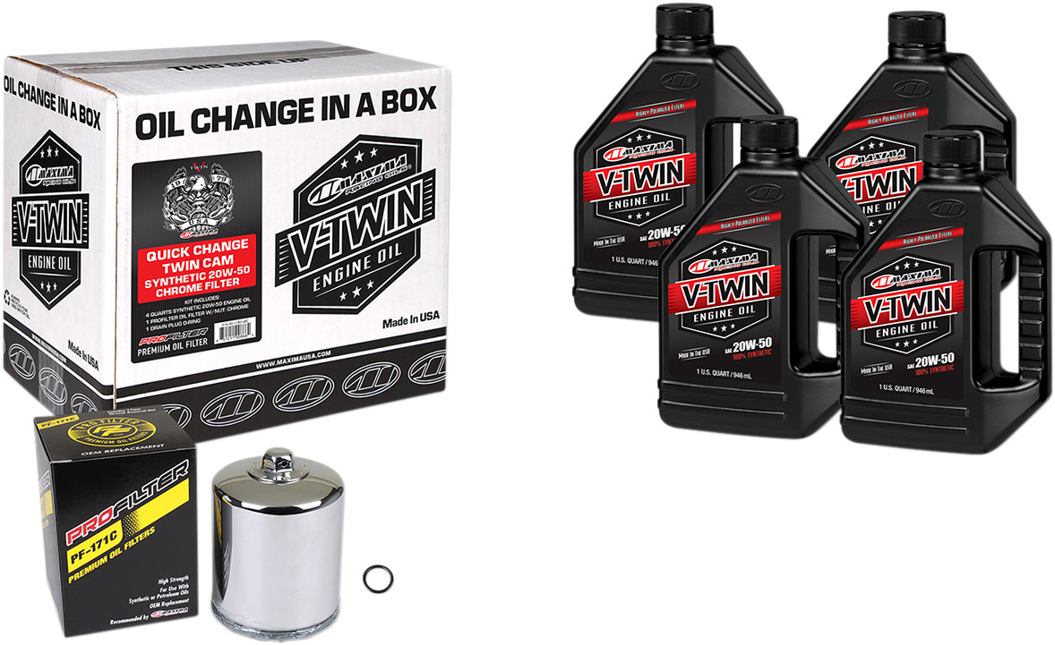 Maxima Quick Change Twin Cam Synthetic 20W-50 Oil Change Kit