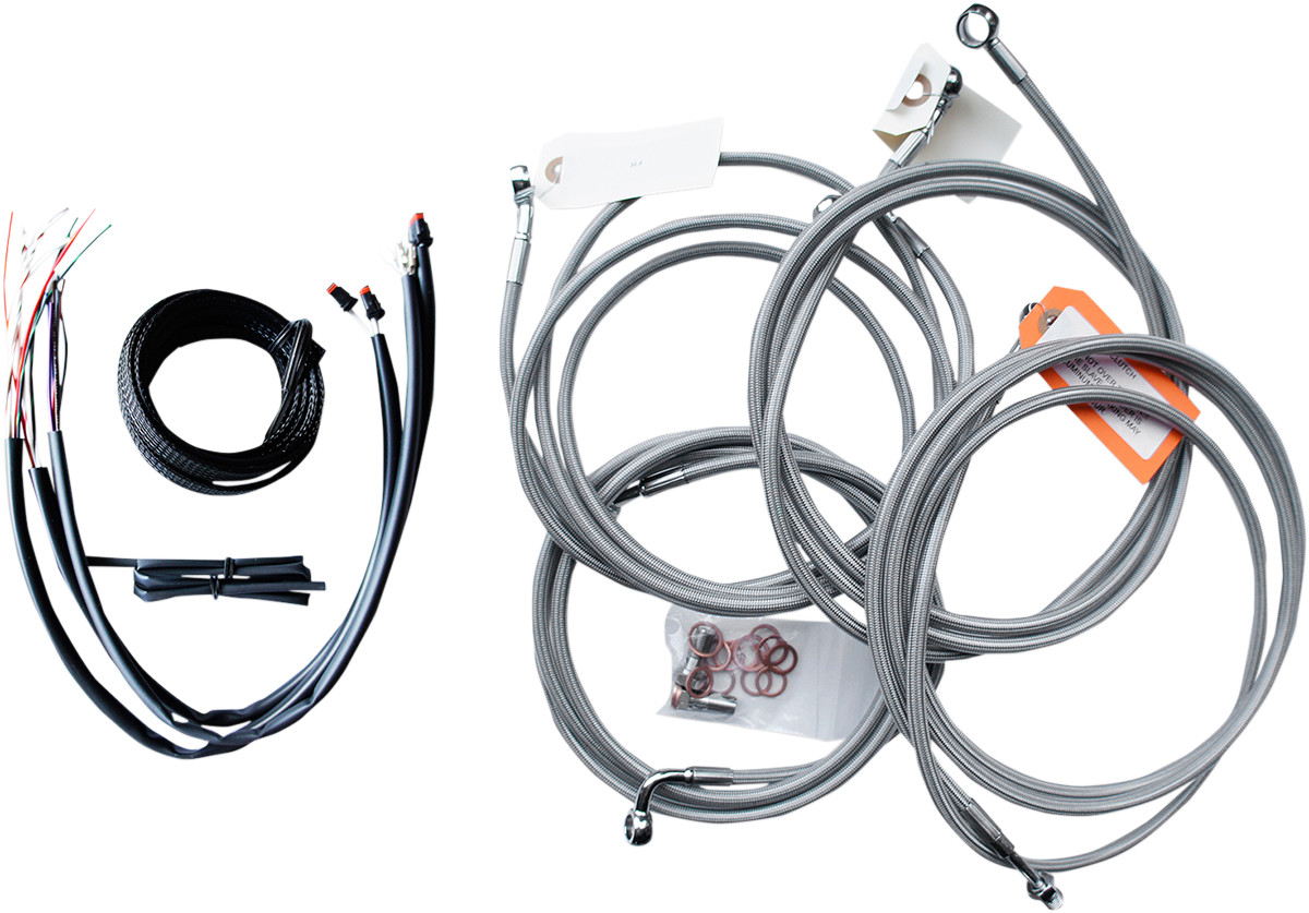 LA CHOPPERS Complete Stainless Braided Handlebar Cable/Brake Line Kit — Cable Kit