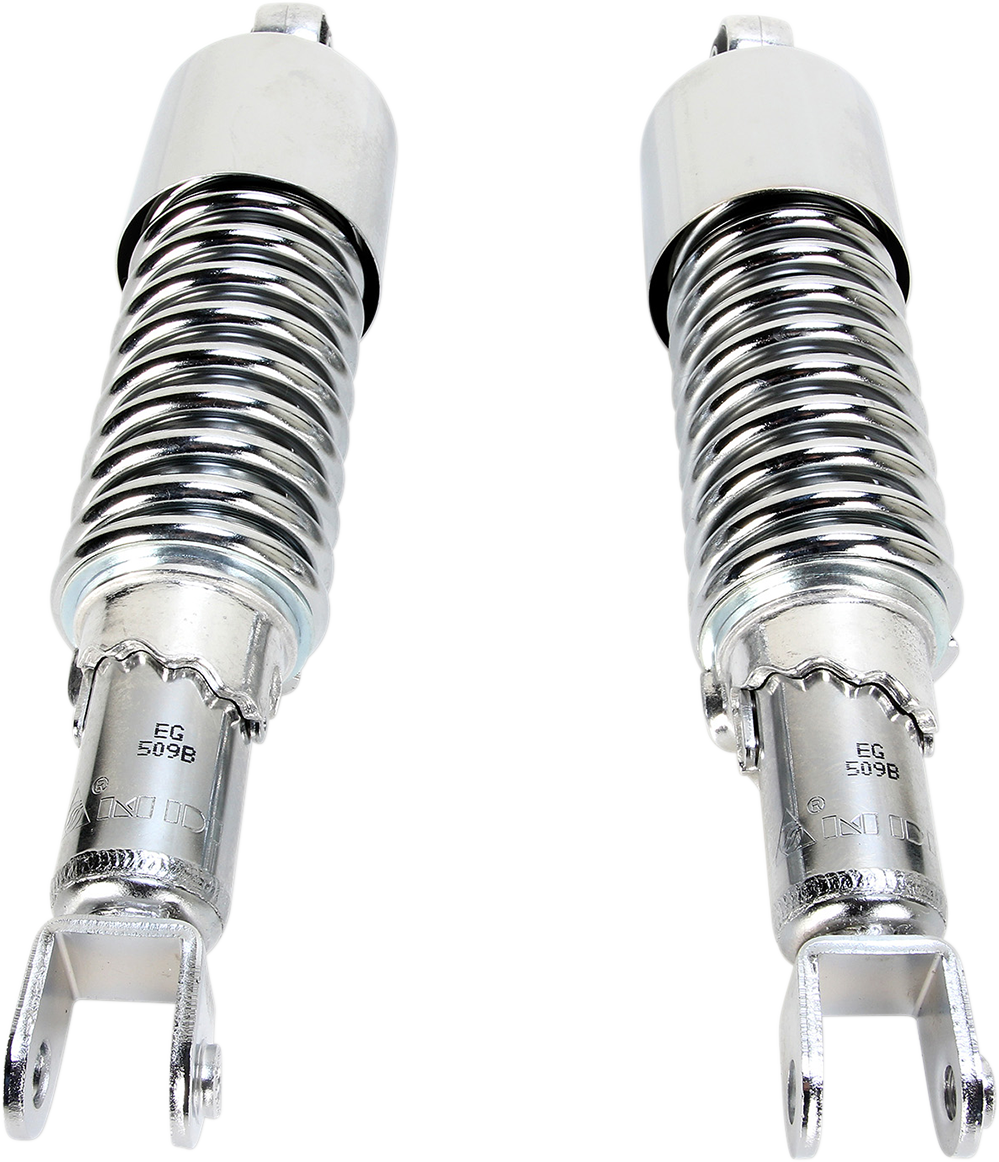 Emgo Custom Shorty Shocks with Shroud - Chrome Body/Chrome Spring Finish - Clevis Lowering