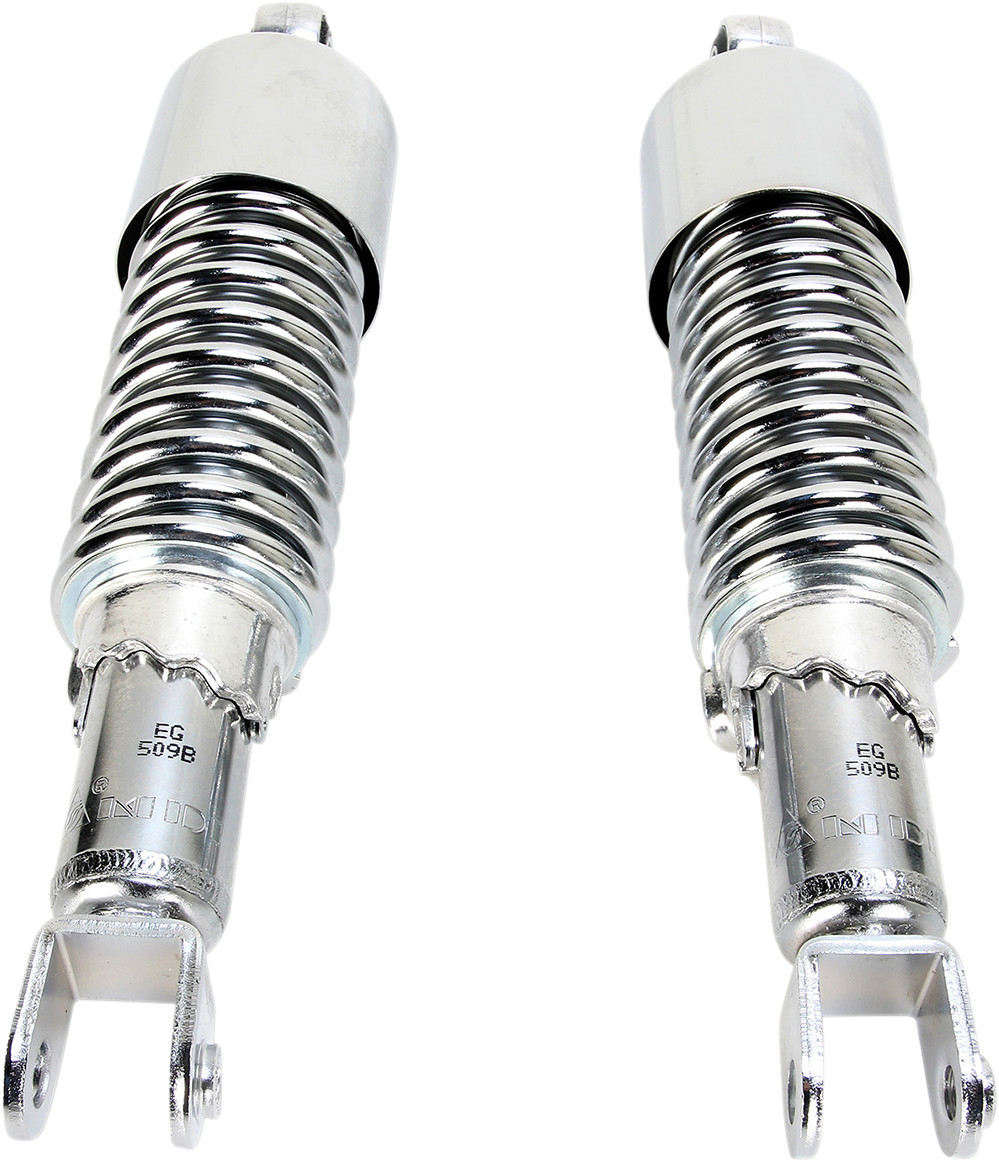 Emgo Custom Shorty Shocks with Shroud - Chrome Body/Chrome Spring Finish - Clevis Lowering