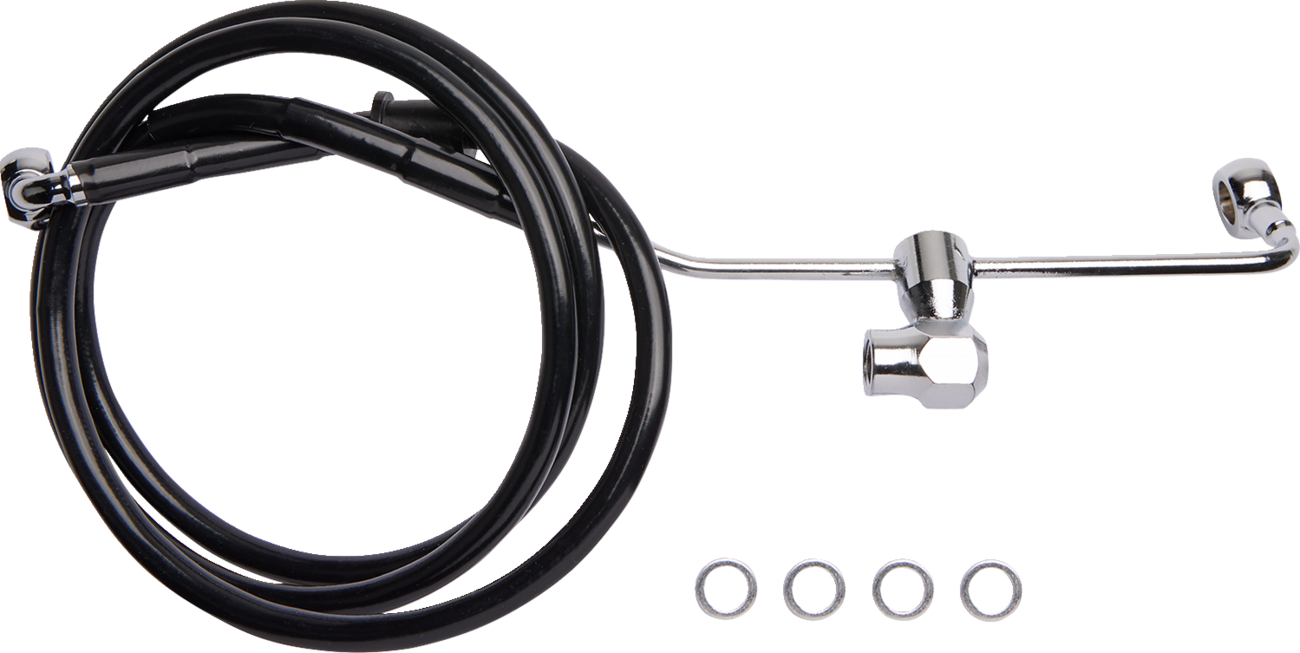Drag specialties Brake Line - Rear - Non-ABS - Black Harley Davidson