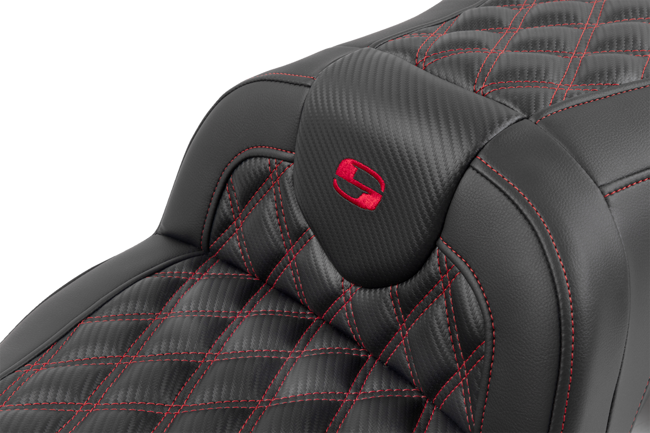 Saddlemen Roadsofa Seat Backrest Carbon Fiber Red Lattice Stitch FLHX 23-24
