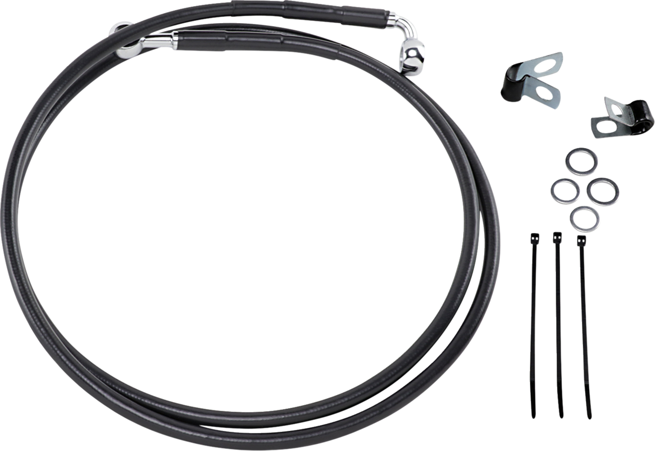 Drag specialties Brake Line - Front - Black - +10" Harley Davidson