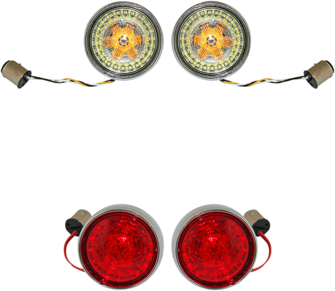 Complete Front & Rear Turn Signal Conversion Kit with Bullet Bezel Lenses