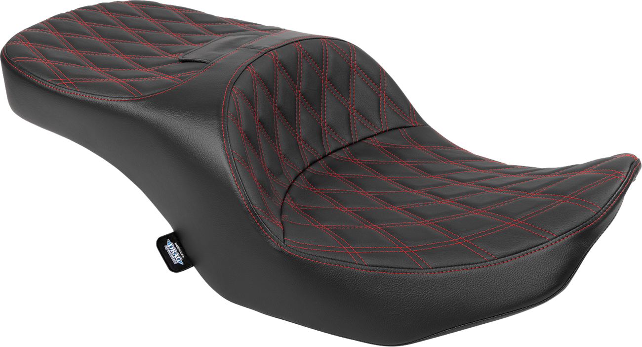 Drag specialties seats Freedom Seat - Black - Vinyl - Red Double Diamond Stitch - FLT/FLH '23-'25 Harley Davidson