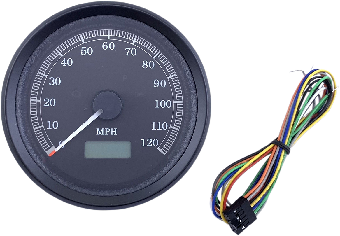 Drag specialties Universal 3-3/8" Programmable Electronic Speedometer - MPH - Black Face - Black Bezel