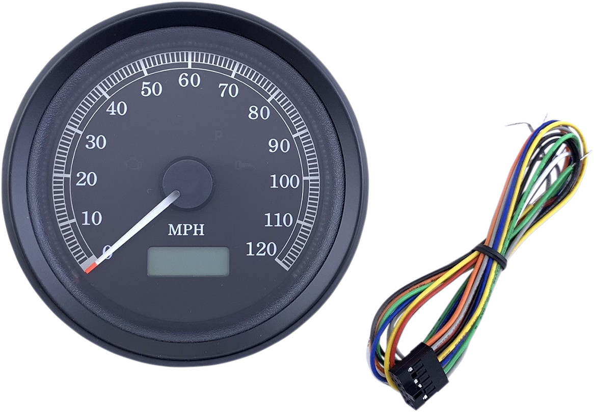 Drag specialties Universal 3-3/8" Programmable Electronic Speedometer - MPH - Black Face - Black Bezel