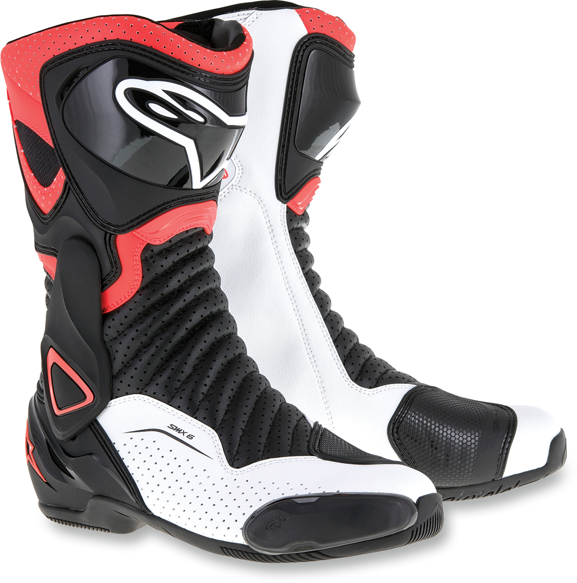 Alpinestars Mens SMX-6 Black Red White Textile Motorcycle Riding Street Boots