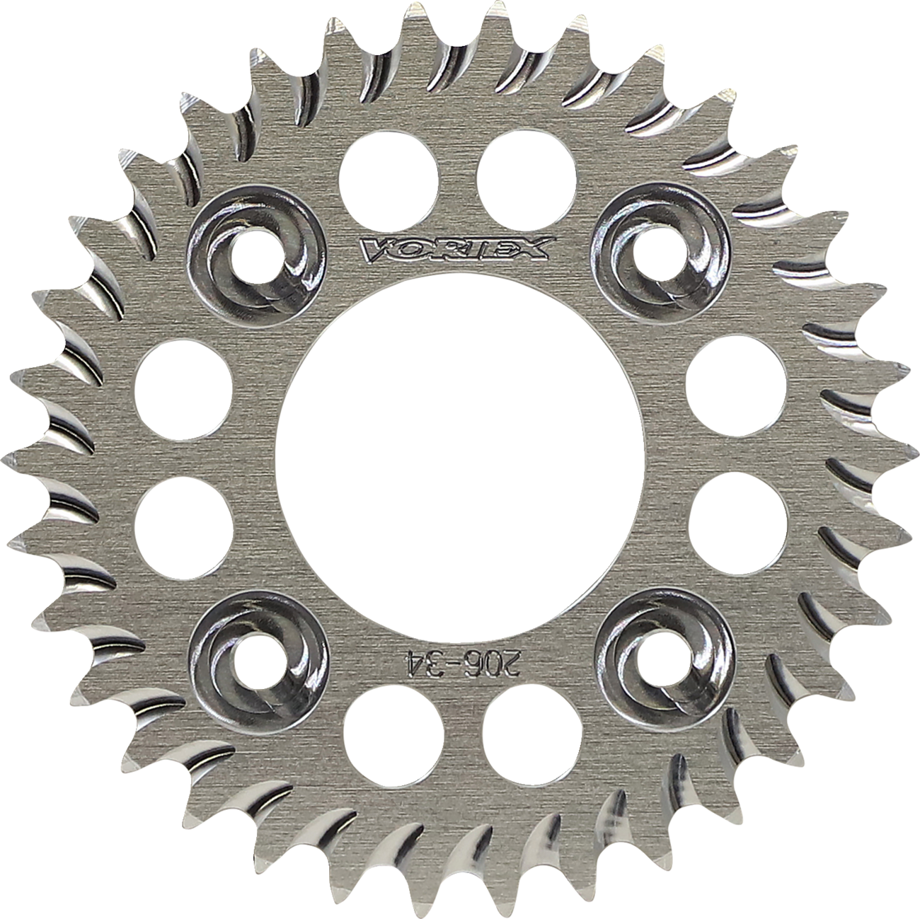 Vortex Aluminum Sprocket - Silver - Rear - 34 Tooth 2014-2018 Honda Grom 125 / 2019-2019 Honda Monkey / 2016-2016 Honda MSX125 Grom 34T