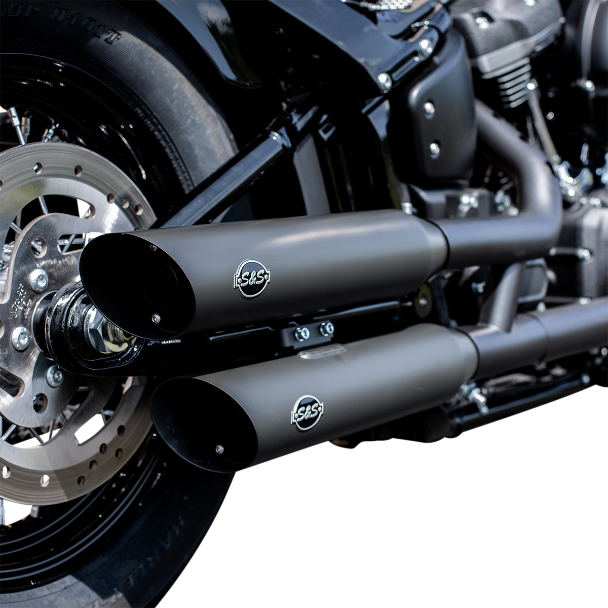 S&S Cycle Slash Down Slip-On Mufflers For Harley Softail 2018-2024