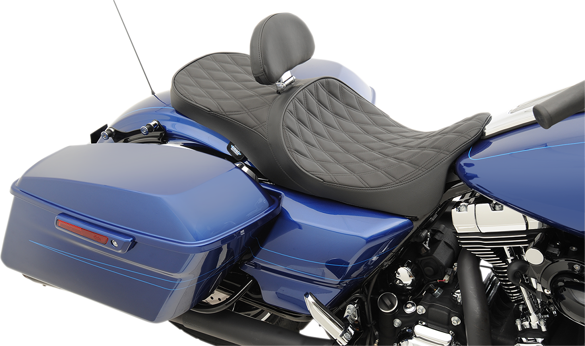Drag specialties seats Low Touring Seat - Double Diamond - Driver's Backrest - FL '08-'23 Harley Davidson