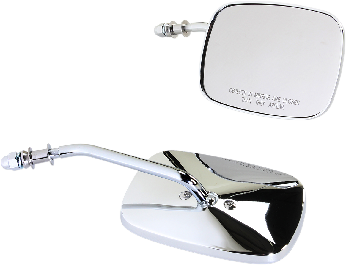 Drag Specialties Chrome Short Rectangle Motorcycle Handlebar Side View Mirrors