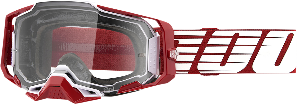 100% Armega Goggle - Oversized Deep Red - Clear Lens