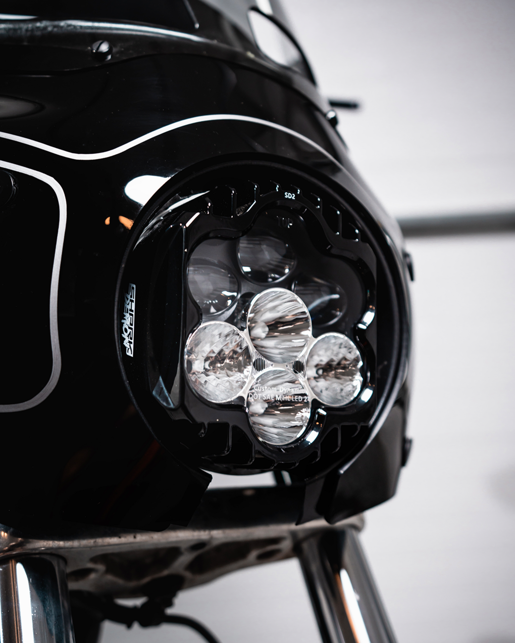 Custom Dynamics Shark Demon LED Headlight For Memphis Shades Road Warrior Fairing