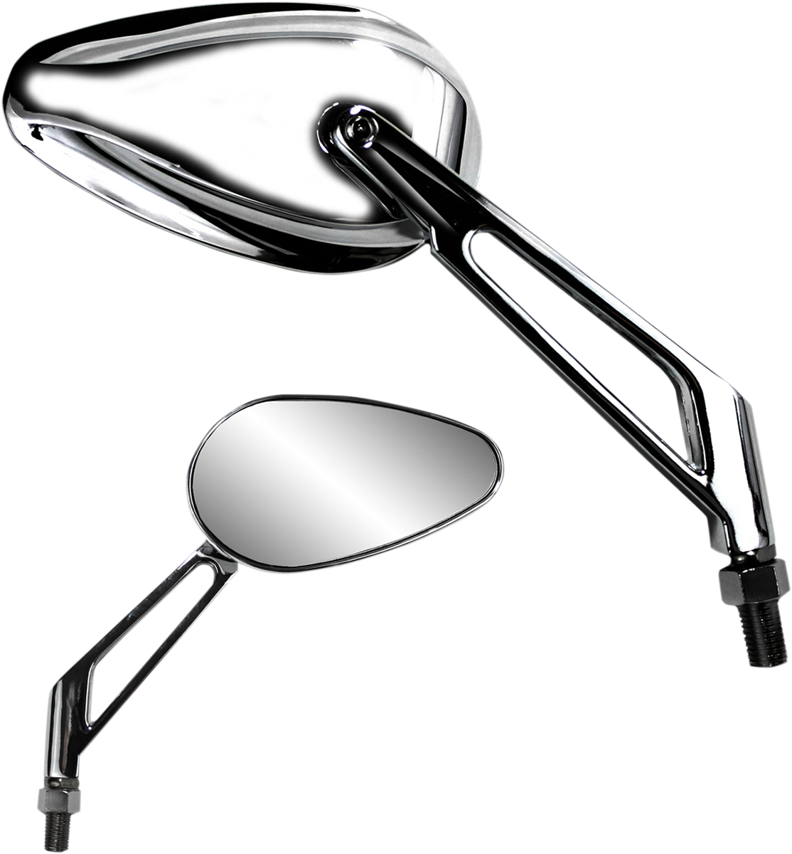 Parts unlimited Mirror - X-Treme Mini - Side View - Teardrop - Billet - Short - Chrome - Each