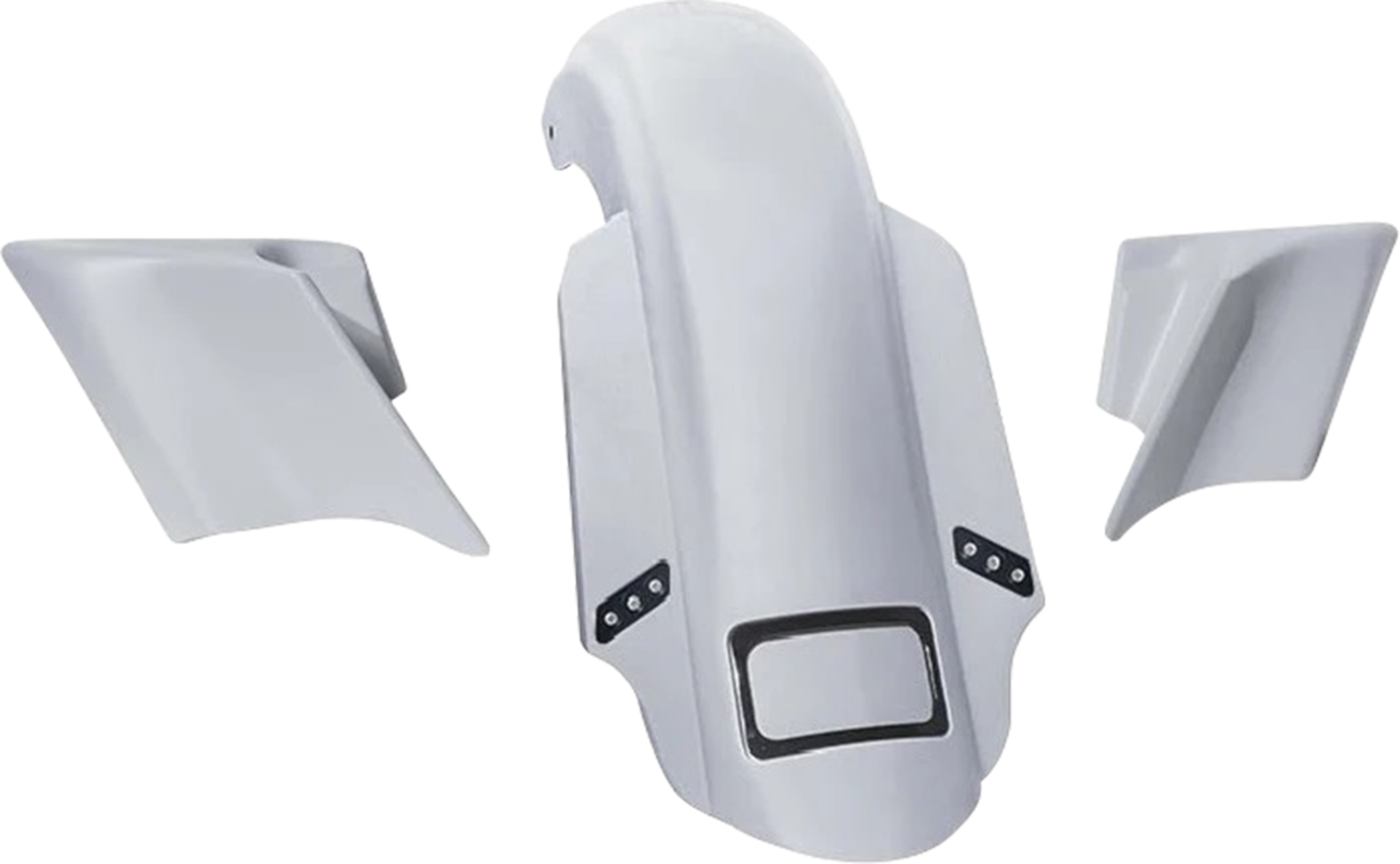 PAUL YAFFE BAGGER NATION Swoop Three Piece Stretched Rear Fender Kit With Side Panels and Thunder Pods