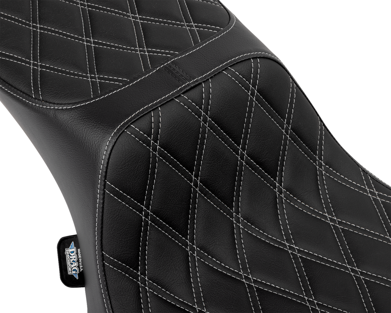 Drag specialties seats Performance Predator 2-Up Seat - Extended Reach - Vinyl - Silver Double Diamond Stitch Harley Davidson