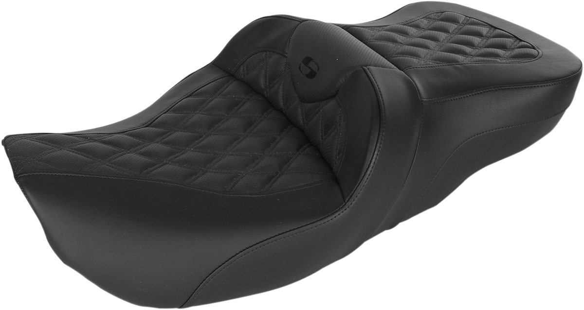 Saddlemen Black Leather Road Sofa Lattice Seat for 9706 Harley Touring