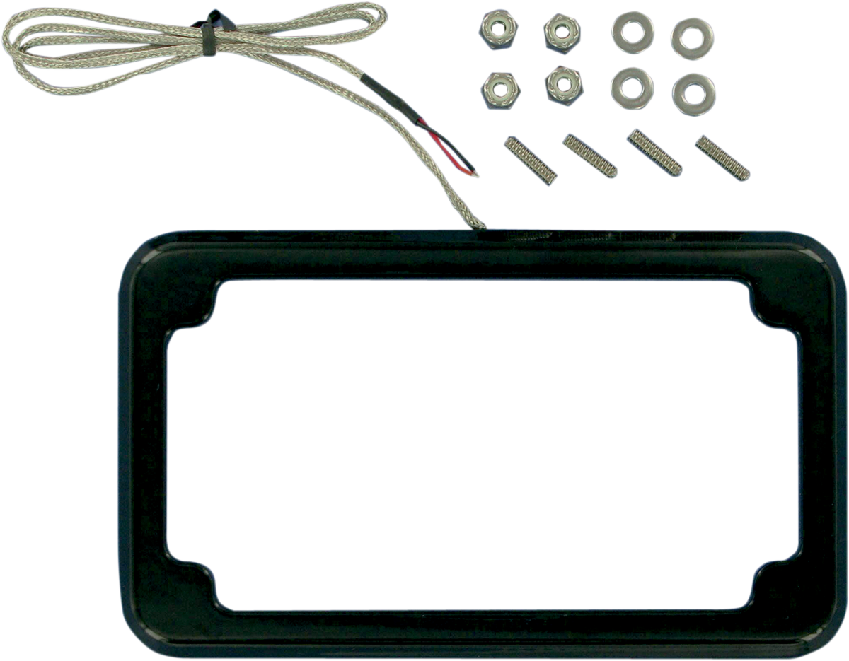 Cycle visions Beveled License Plate Frame - Black - with Plate Light