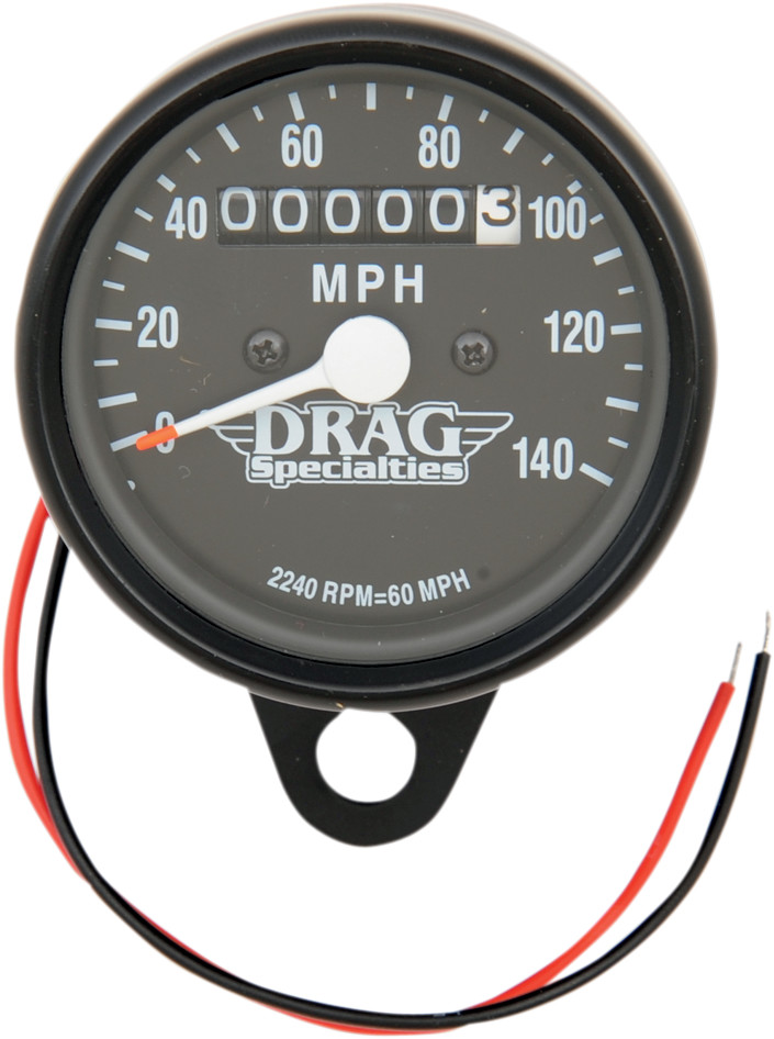 Drag specialties 2.4" MPH Mini LED Mechanical Speedometer/Indicators - Black Housing - Black Face - 2240:60 Harley Davidson