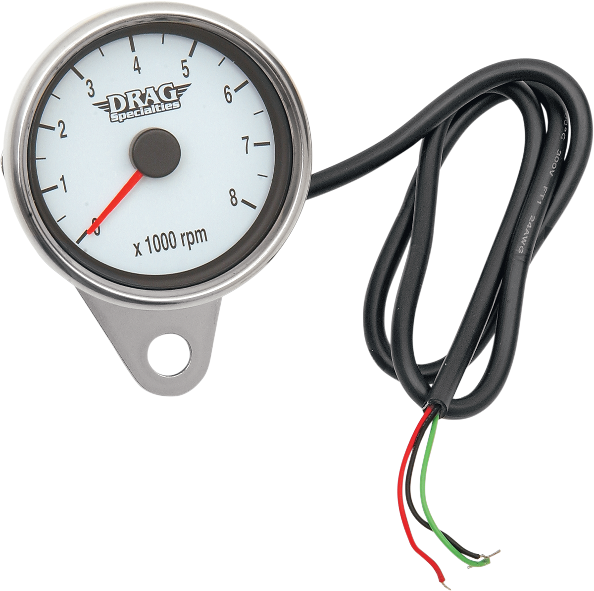 Drag specialties Mini Electronic Tachometer - Polished - Backlit LED White Face - 2.4" Harley Davidson