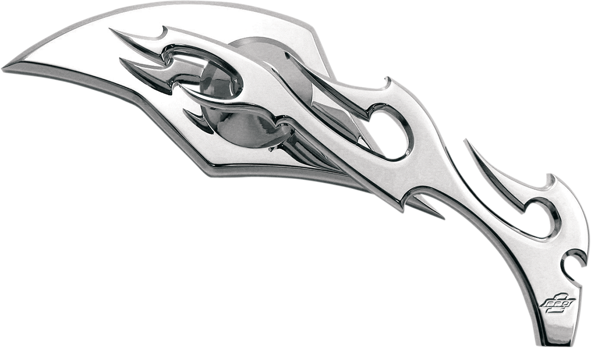 Pro-one perf.mfg. Mirror - Flame - Side View - Milled - Oblong - Chrome - Right