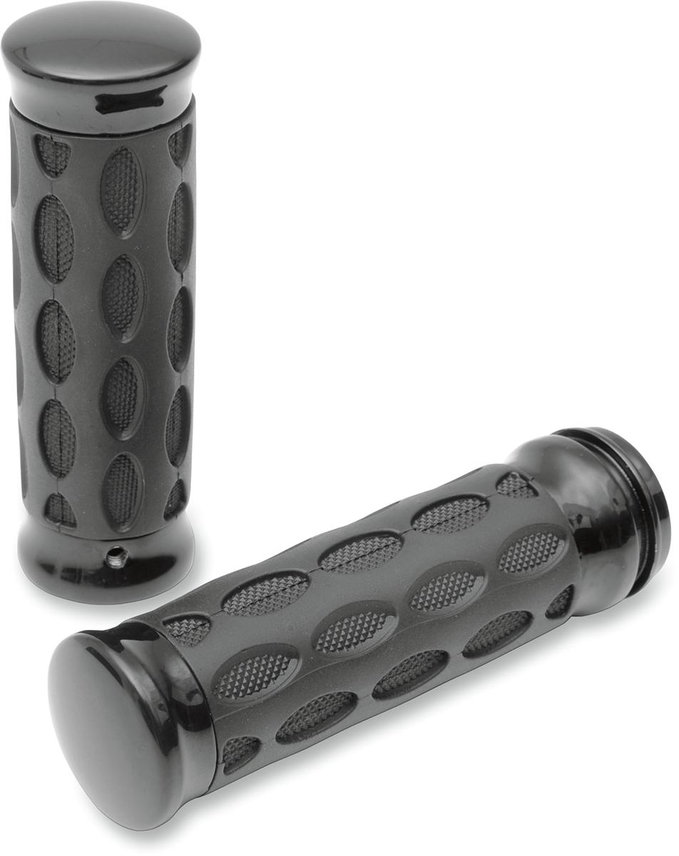 Drag specialties Custom Rubber Grips - Hotop - Black/Rubber Harley Davidson