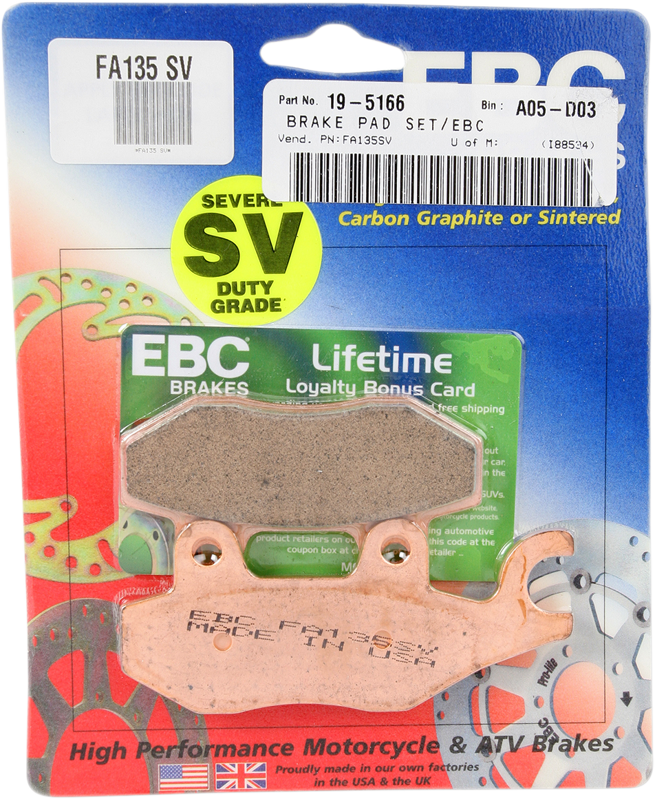 Severe Duty "SV" Sintered Brake Pads