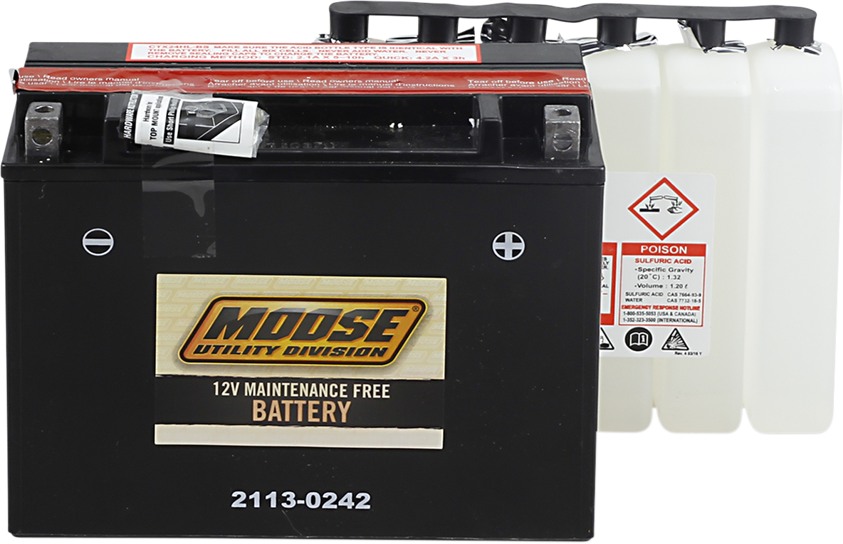 Moose YTX24HL-BS Maintenance Free UTV Battery 2006-2015 Arctic Cat Prowler