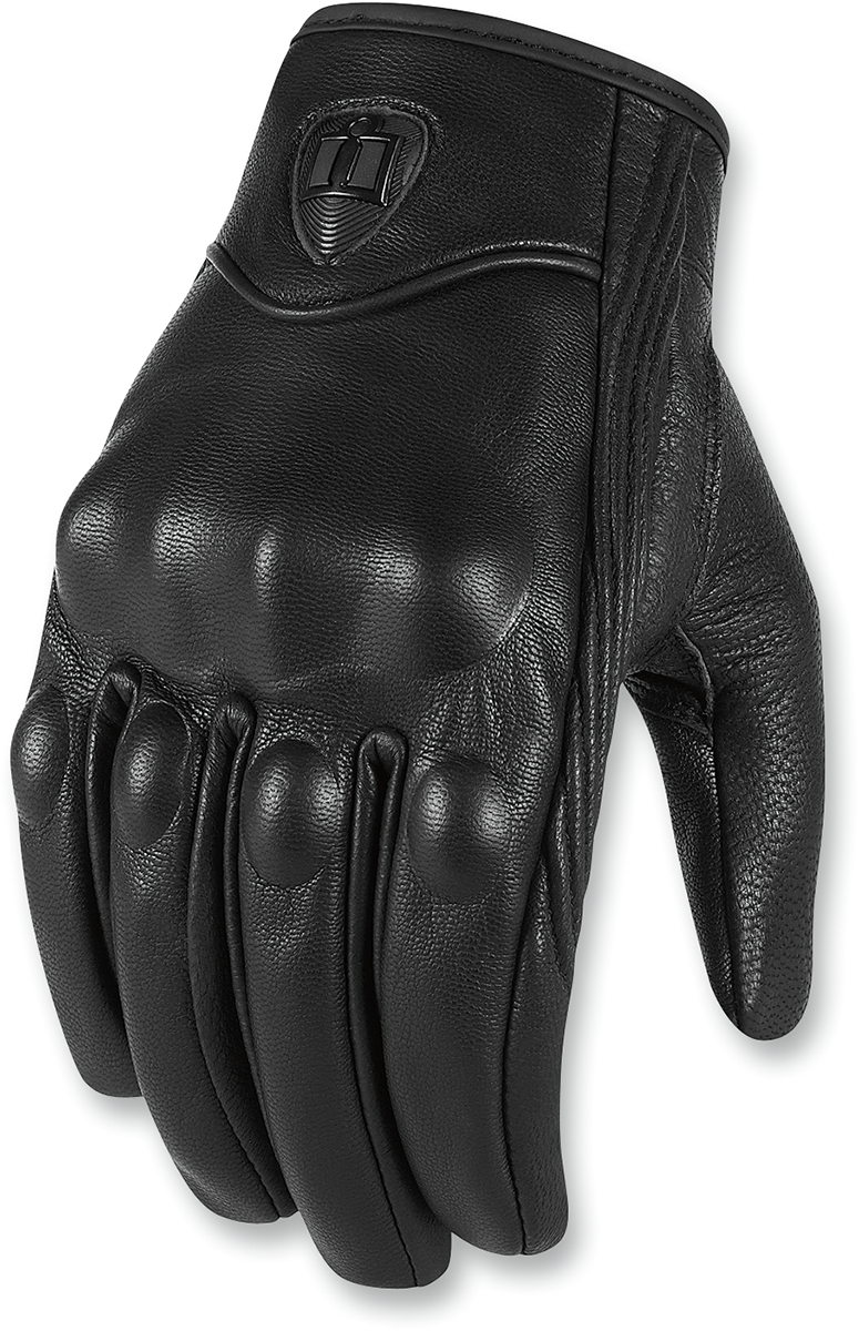 Icon Mens Black Leather Pursuit Motorcycle Riding Street Racing Riding Gloves
