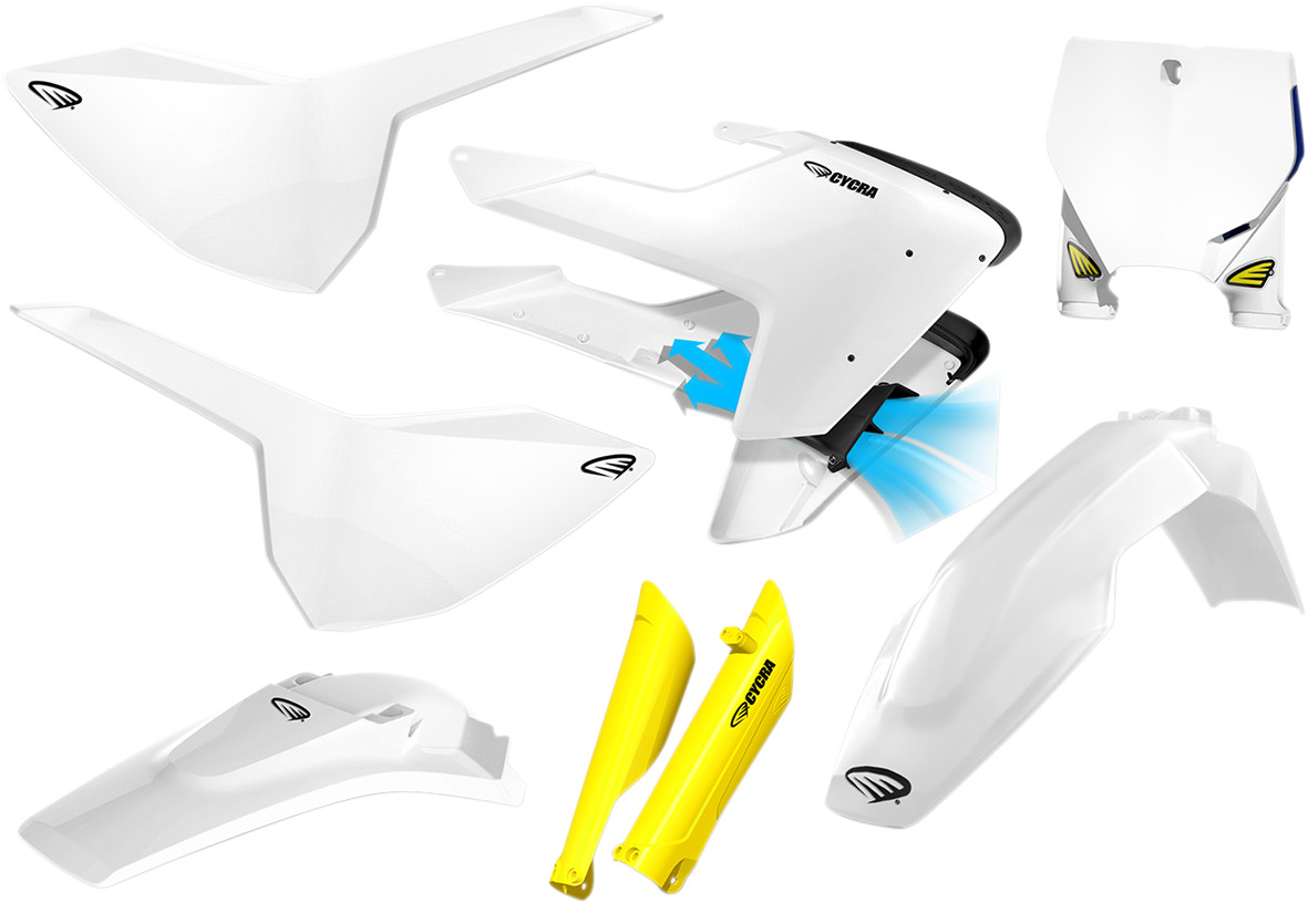Cycra Powerflow Complete Body Kit - White/Yellow