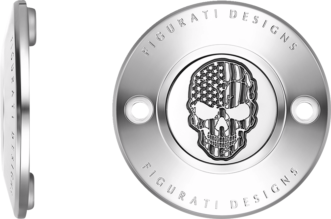 Figurati Designs Flag Skull Timing Cover For Harley M8 2017-2026