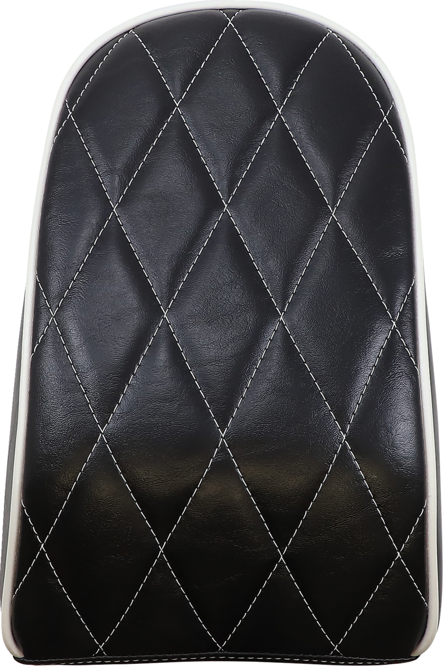 LE PERA Bare Bones Series Pillion Pad — Diamond Stitch/White Piping