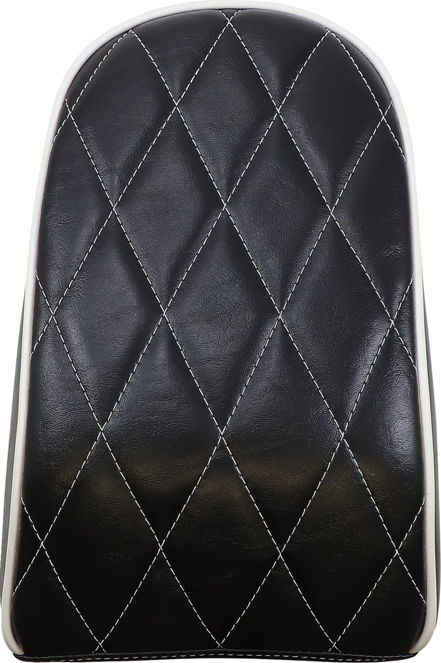 LE PERA Bare Bones Series Pillion Pad — White Piping/Diamond Stitch