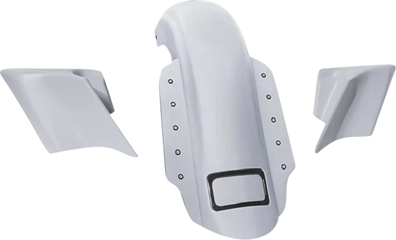PAUL YAFFE BAGGER NATION Swoop Three Piece Stretched Rear Fender Kit With Side Panels and Lightening Bolts