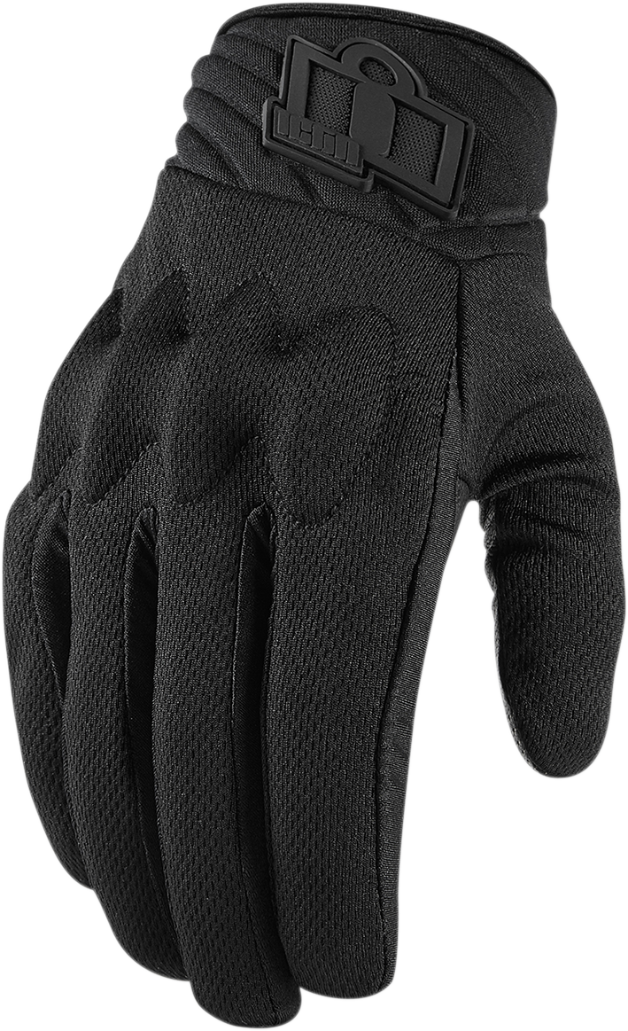 Icon Mens Textile Black Anthem 2 Stealth Motorcycle Riding Street Racing Gloves