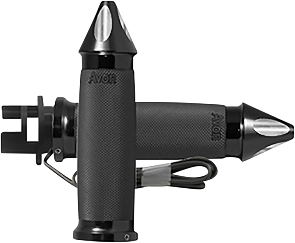 Avon Black Custom Contour Heated Spike Motorcycle Grips 1417 Indian